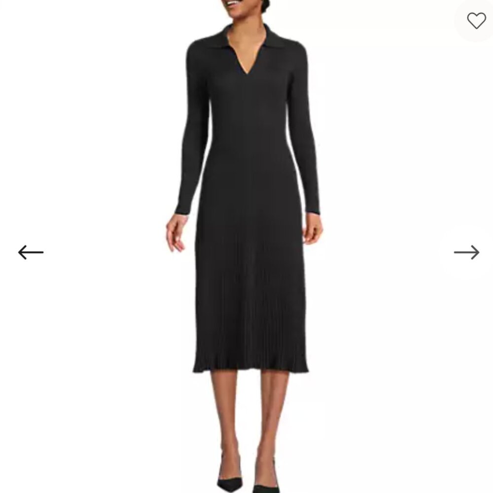 Lands End Fine Gauge Fitted Sweater Dress Cotton 14-16